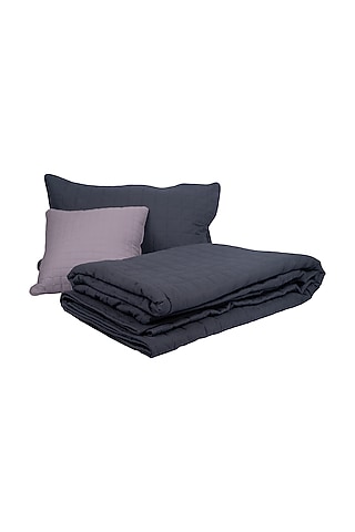 Blue Cotton Cambric Bed Cover (Set of 5) by Ratios
