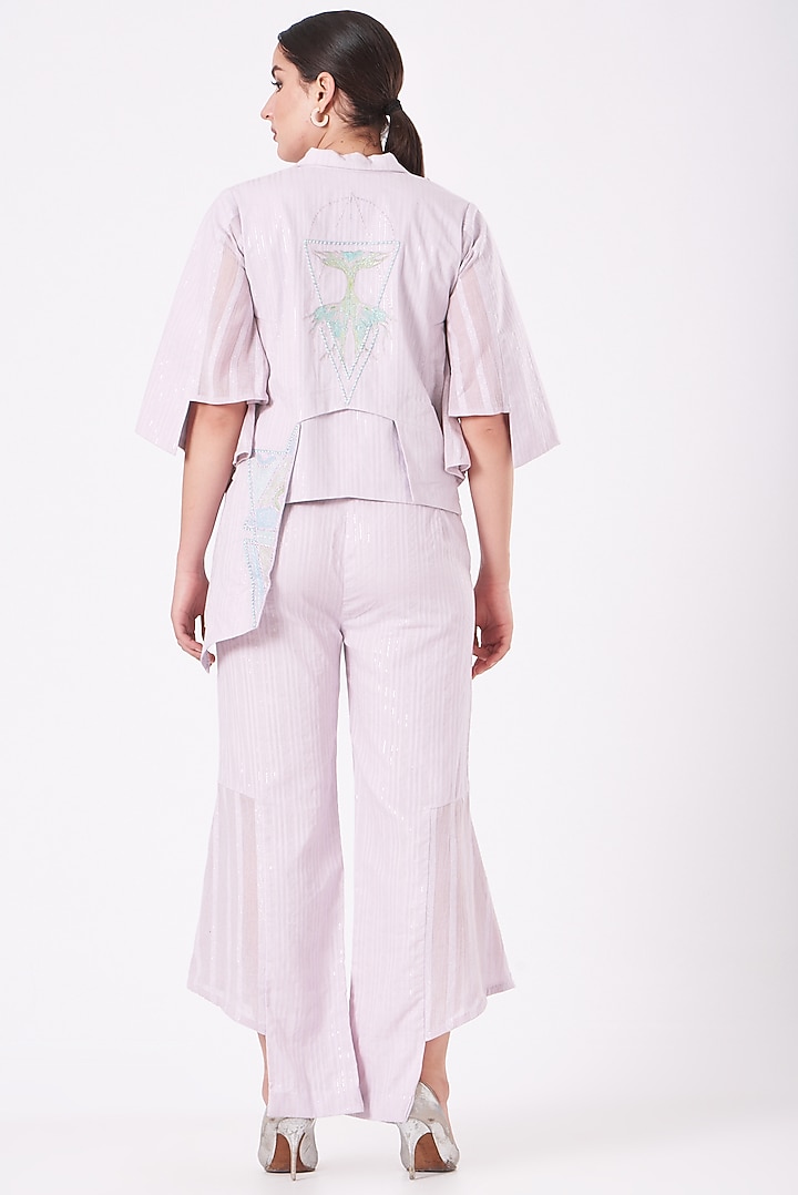 Lavender Embroidered Paneled Jacket Set by Beejoliyo at Pernia's Pop Up Shop