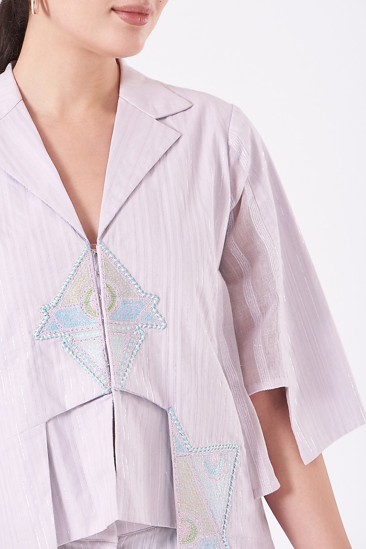 Lavender Embroidered Paneled Jacket Set by Beejoliyo at Pernia's Pop Up Shop