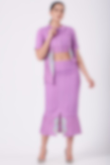 Onion Purple Embroidered Skirt Set by Beejoliyo at Pernia's Pop Up Shop