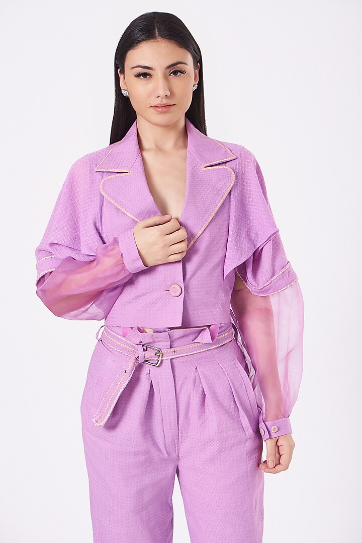 Onion Purple Embroidered Pant Set by Beejoliyo at Pernia's Pop Up Shop