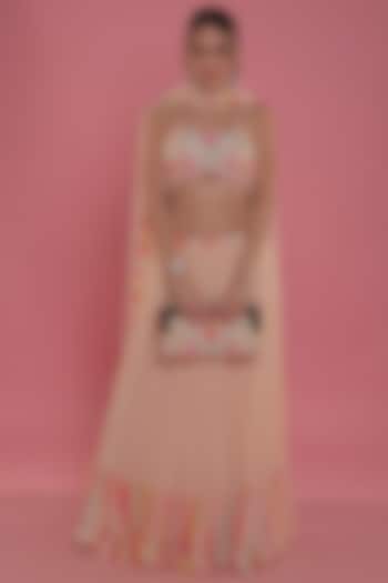 Blush Pink Silk & Georgette Lehenga Set by Seams Pret & Couture