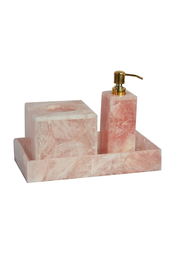 Pink Rose Quartz Vanity Set by Bespoke Home Jewels
