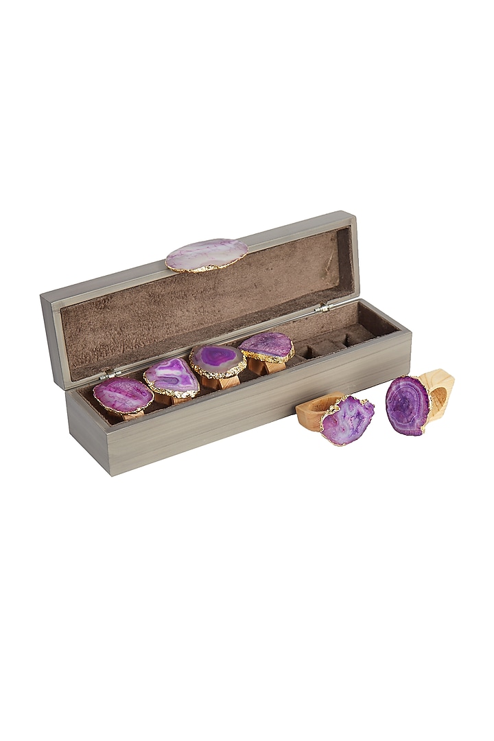 Purple Agate Stone Napkin Rings (Set of 6) by Bespoke Home Jewels