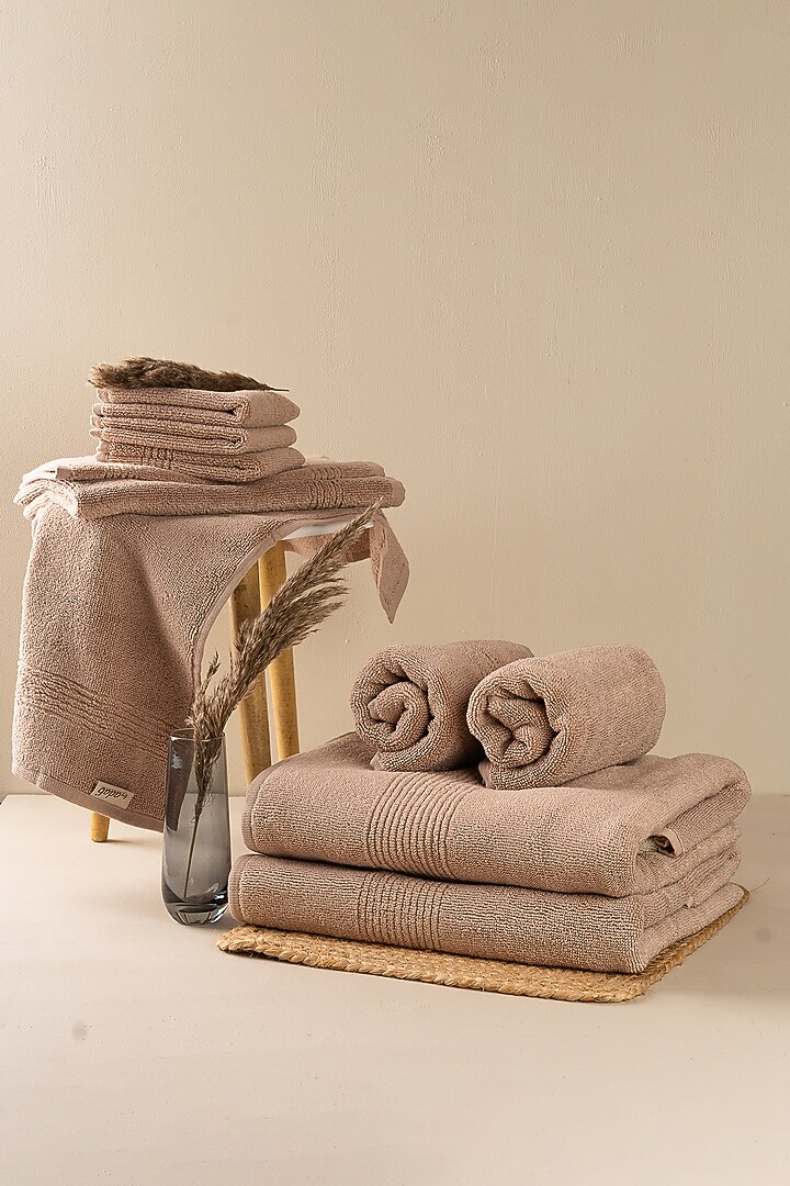 Beige Towels (Set of 8) by By ADAB at Pernia's Pop Up Shop