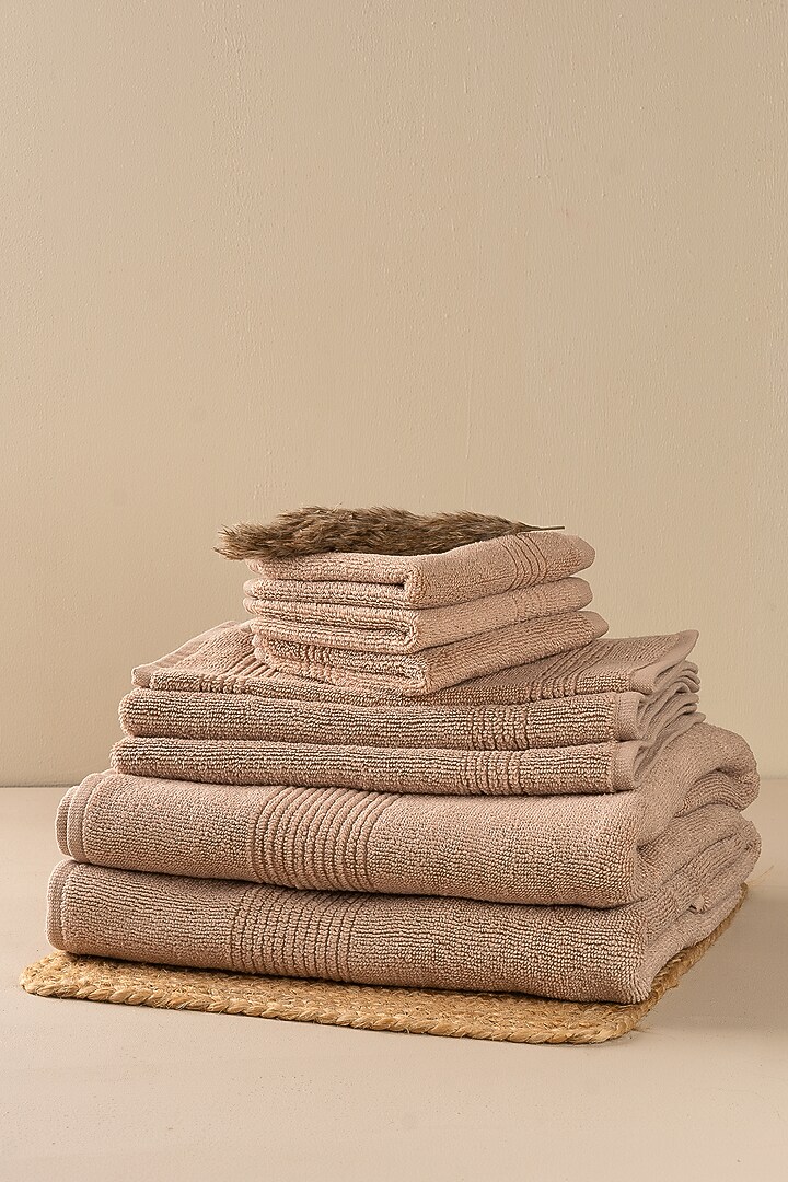 Beige Towels (Set of 8) by By ADAB at Pernia's Pop Up Shop
