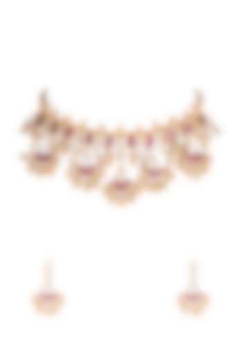 Gold Plated Kundan Choker Necklace Set by Belsi's Jewellery
