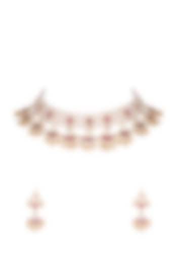 Gold Plated Kundan & Moti Patta Choker Necklace Set by Belsi's Jewellery