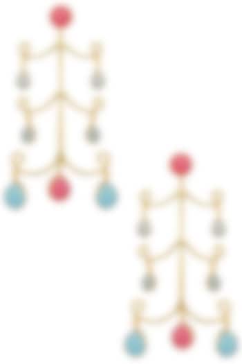 Gold plated aqua chalcedony and jade stone earrings available only at Pernia's Pop Up Shop.