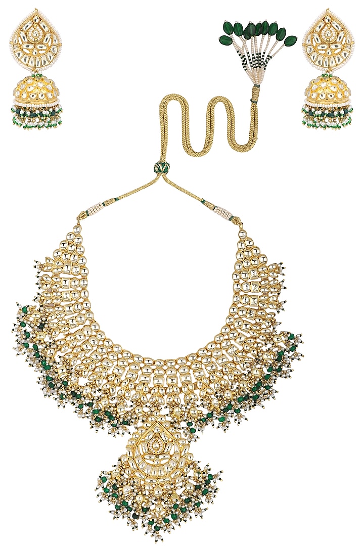 Gold Plated Kundan Necklace Set by Belsi's Jewellery
