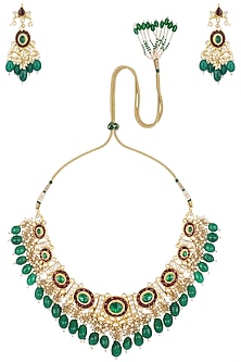 Gold Plated Kundan Choker Necklace Set by Belsi's Jewellery-JEWELLERY ON DISCOUNT