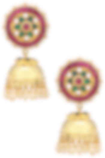 Gold Plated Kundan and Pearl Earrings by Belsi's Jewellery