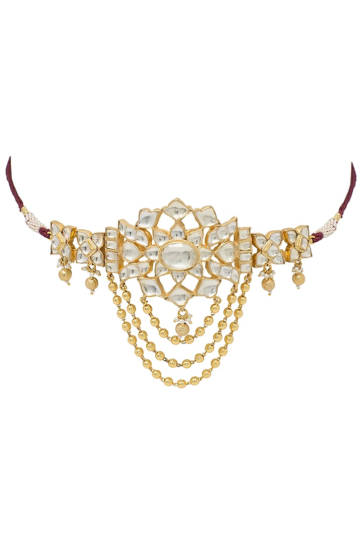 Gold plated kundan amulet by BELSI'S JEWELLERY