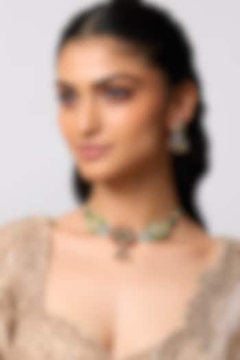 Gold Finish Kundan Polki & Pearl Jadau Choker Necklace Set by Belsi'S Jewellery at Pernia's Pop Up Shop