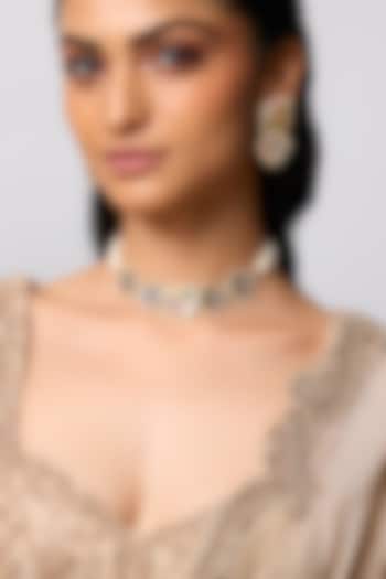 Gold Finish Multi-Colored Kundan Polki & Pearl Choker Necklace Set by Belsi'S Jewellery at Pernia's Pop Up Shop