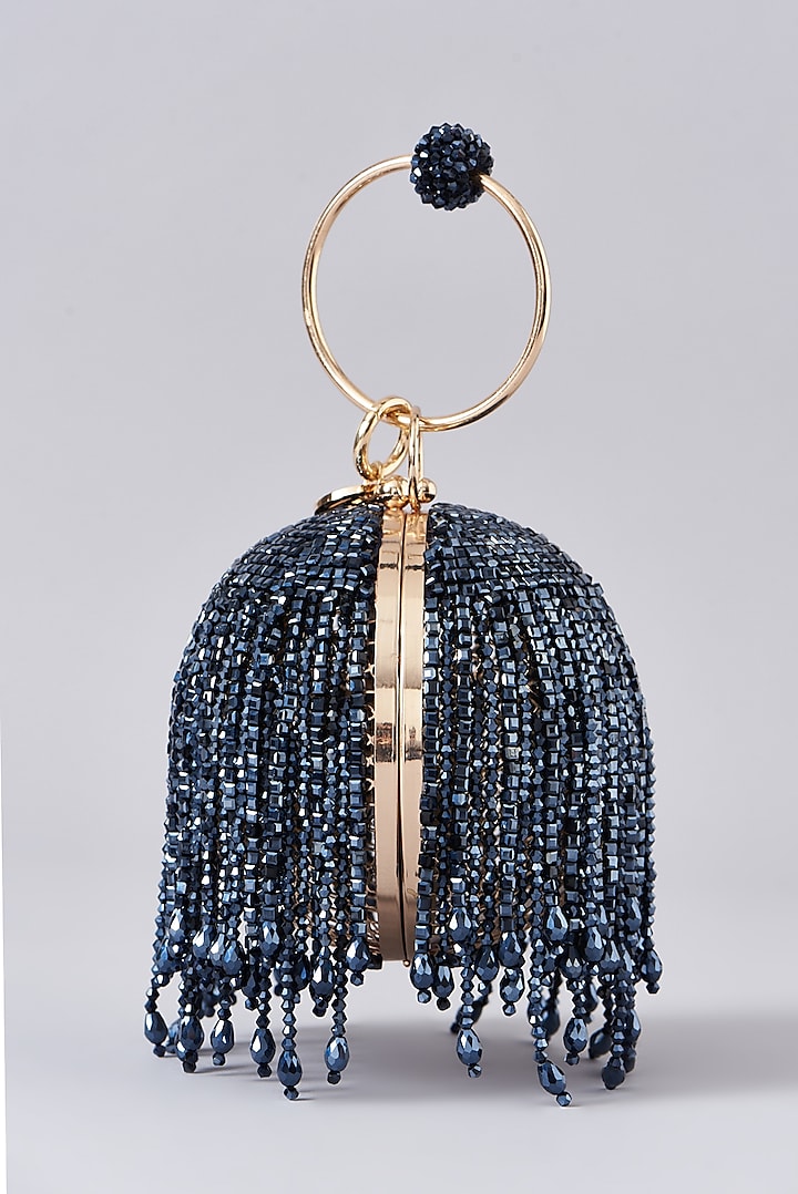 Navy Blue Crystal Round Bag by Bag Head