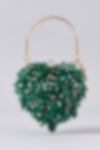 Green Crystal Heart Shaped Clutch by Bag Head at Pernia's Pop Up Shop