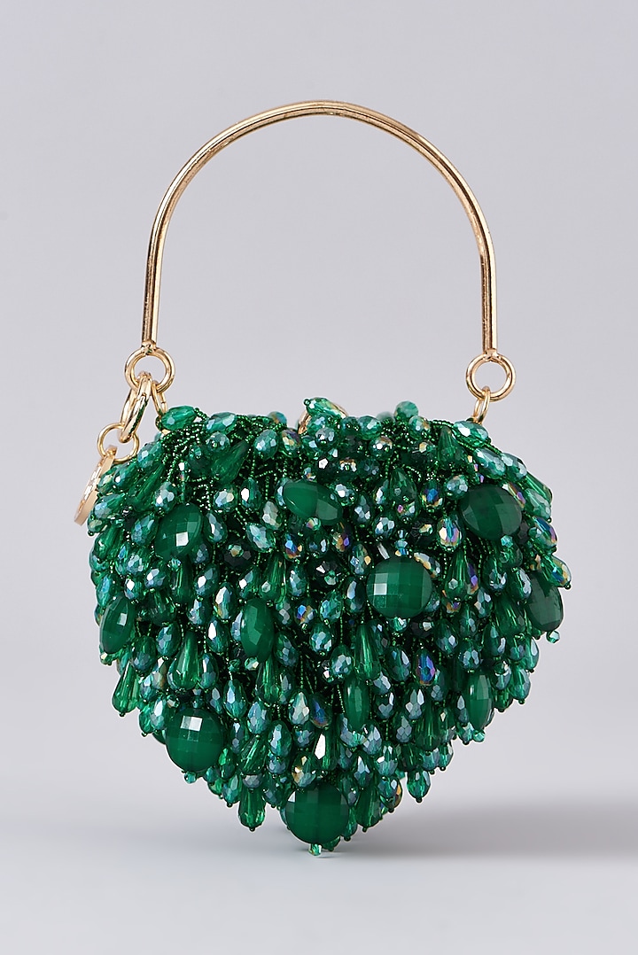 Emerald Green Heart Clutch Bag