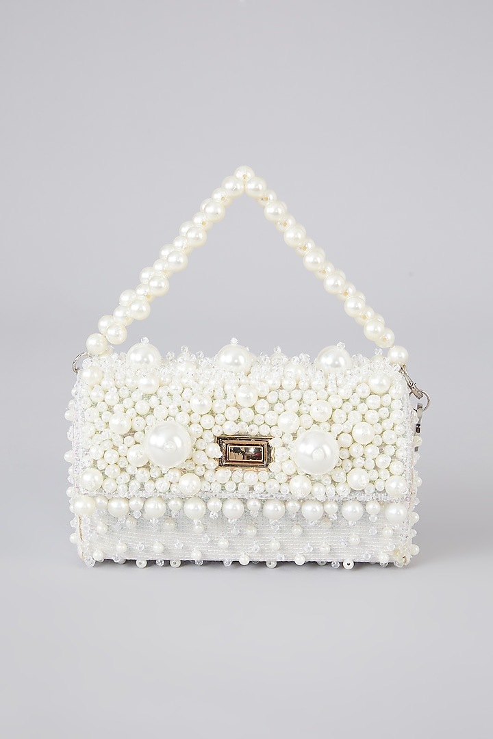 Emerald White Crystal & Pearl Handbag by Bag Head
