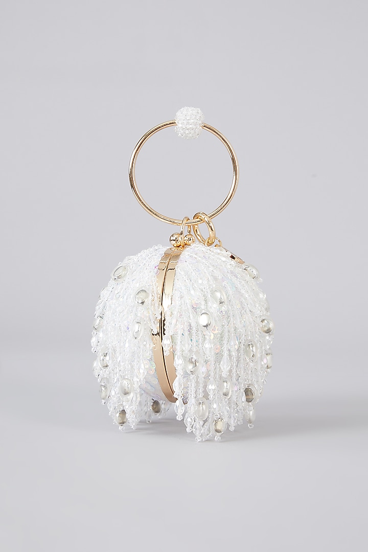 White Crystal & Tassel Ball Bag by Bag Head at Pernia's Pop Up Shop