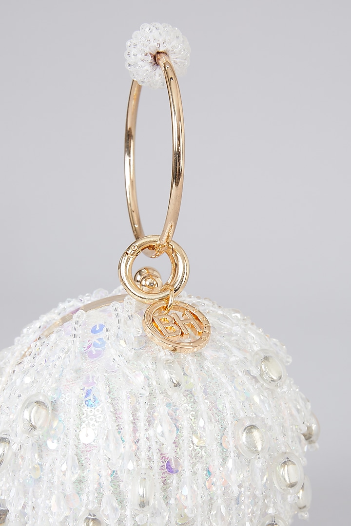 White Crystal & Tassel Ball Bag by Bag Head at Pernia's Pop Up Shop