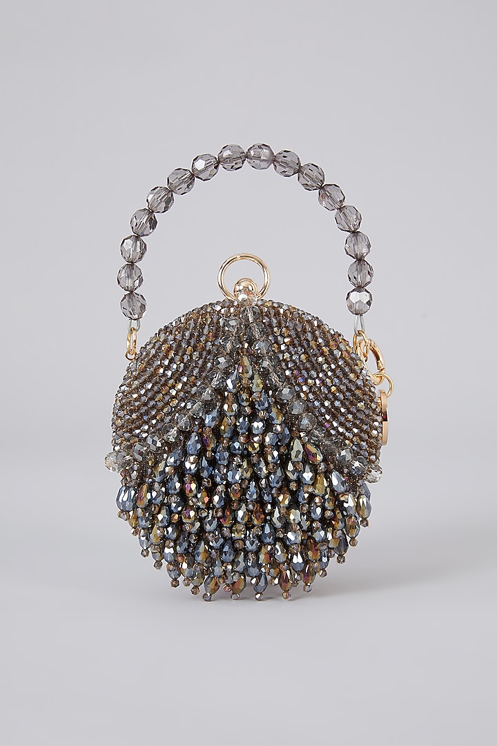 Grey Crystal Handcrafted Ball Bag by Bag Head