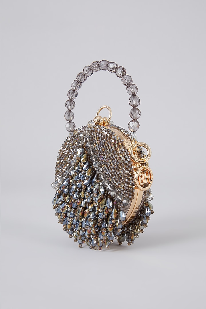 Grey Crystal Handcrafted Ball Bag by Bag Head at Pernia's Pop Up Shop