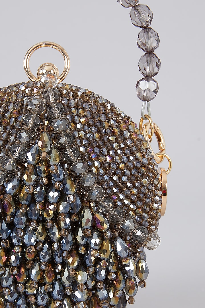 Grey Crystal Handcrafted Ball Bag by Bag Head at Pernia's Pop Up Shop