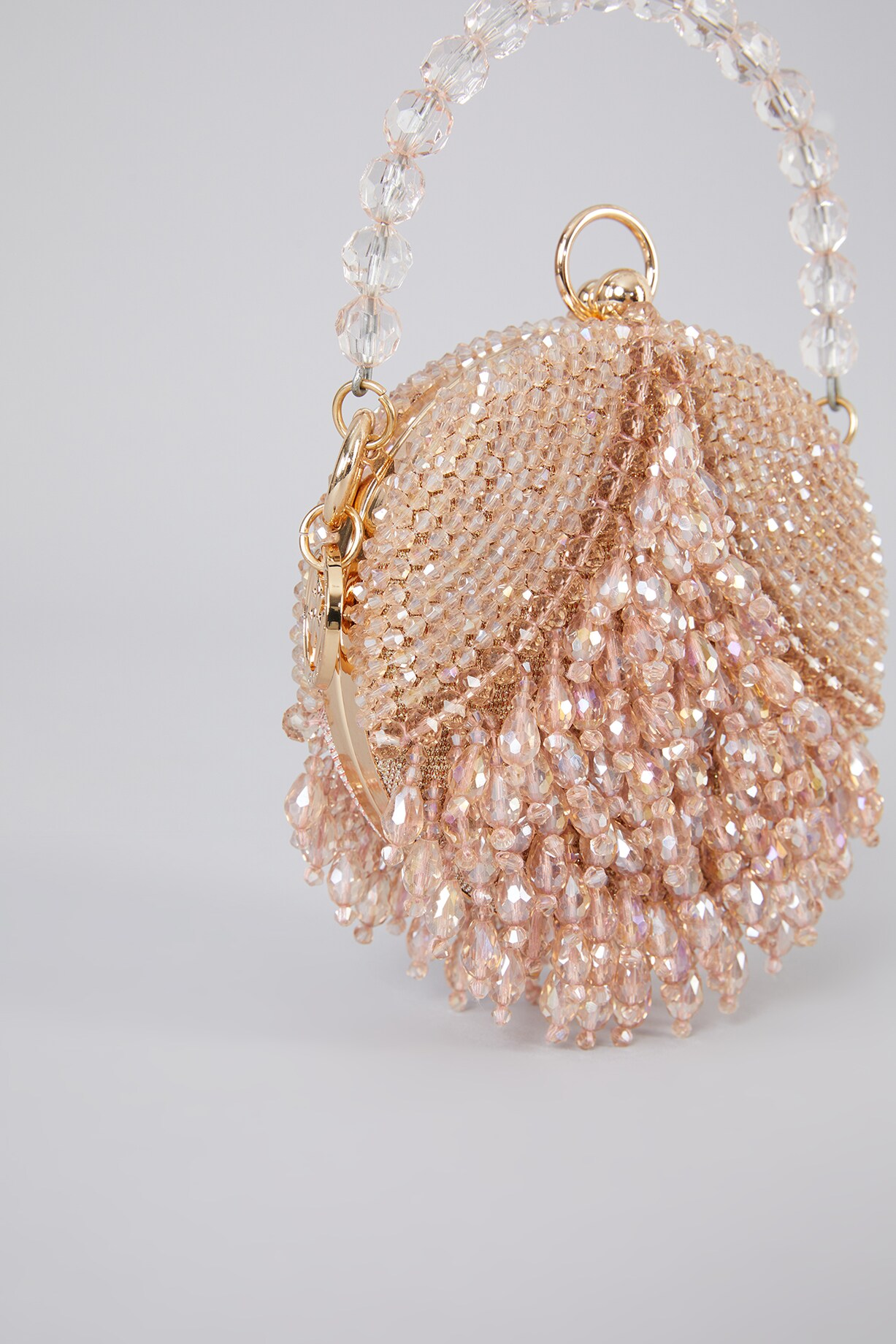 Rose Gold Crystal Handcrafted Ball Bag by Bag Head at Pernia's Pop Up Shop