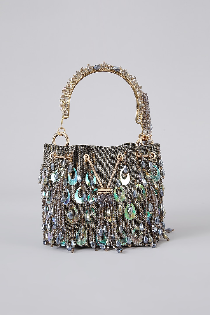 Grey Crystal Potli Bag by Bag Head at Pernia's Pop Up Shop