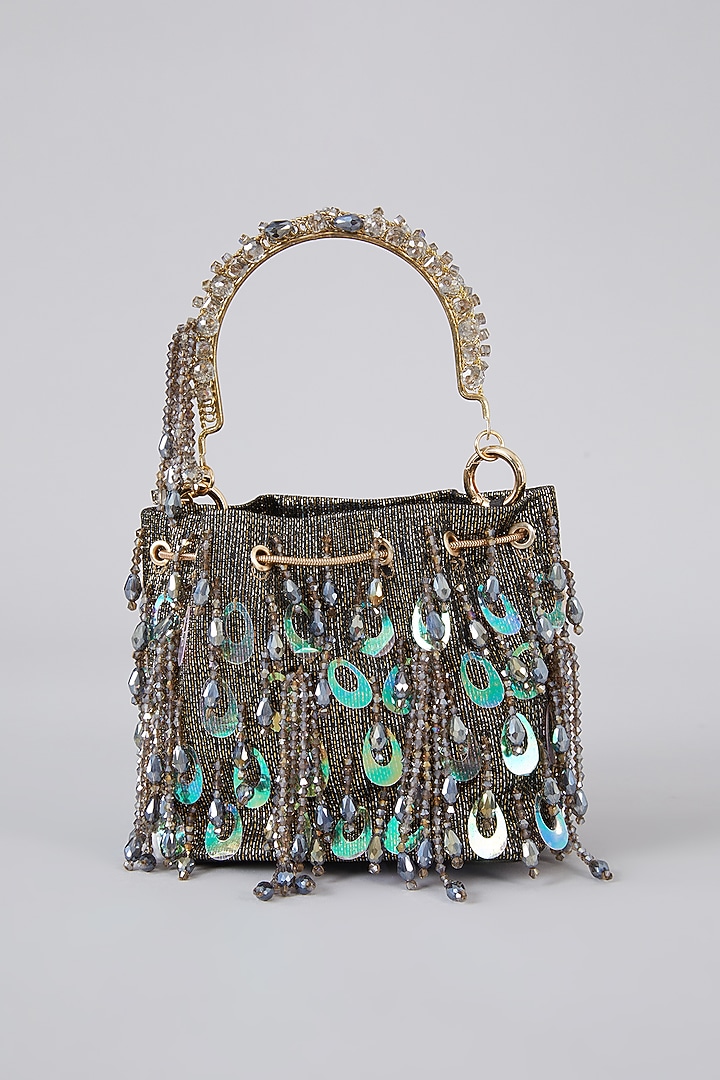 Grey Crystal Potli Bag by Bag Head at Pernia's Pop Up Shop