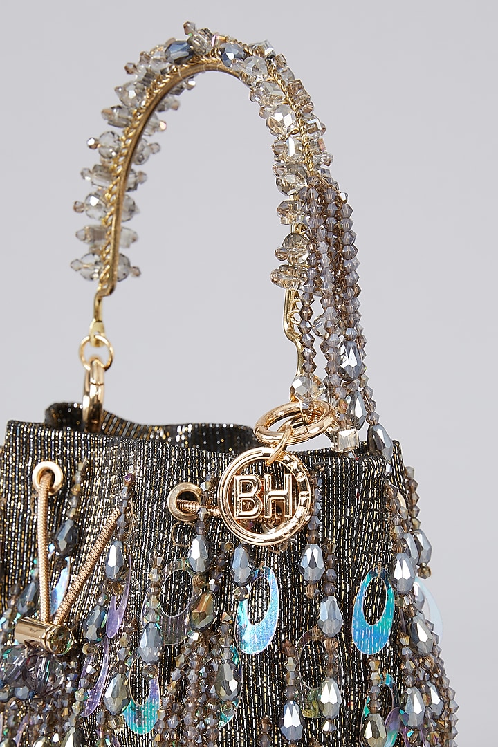 Grey Crystal Potli Bag by Bag Head at Pernia's Pop Up Shop
