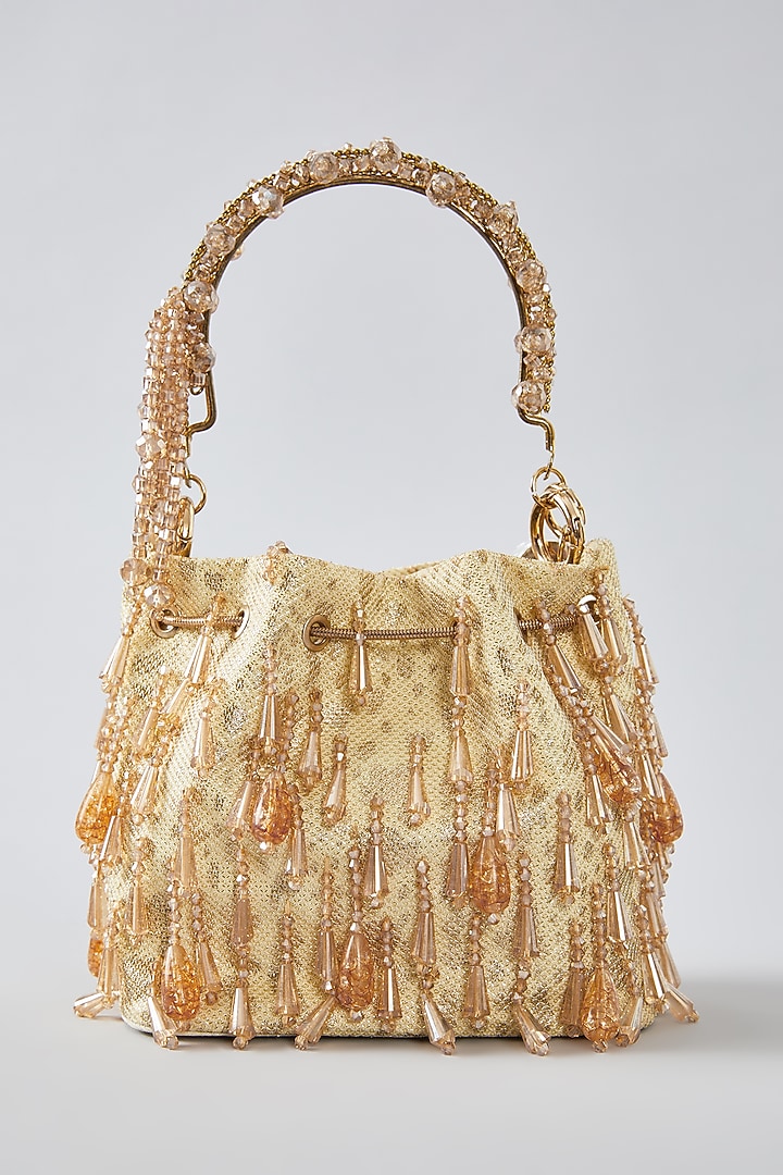 Gold Crystal Potli by Bag Head at Pernia's Pop Up Shop