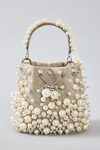 Beige Pearl Potli by Bag Head