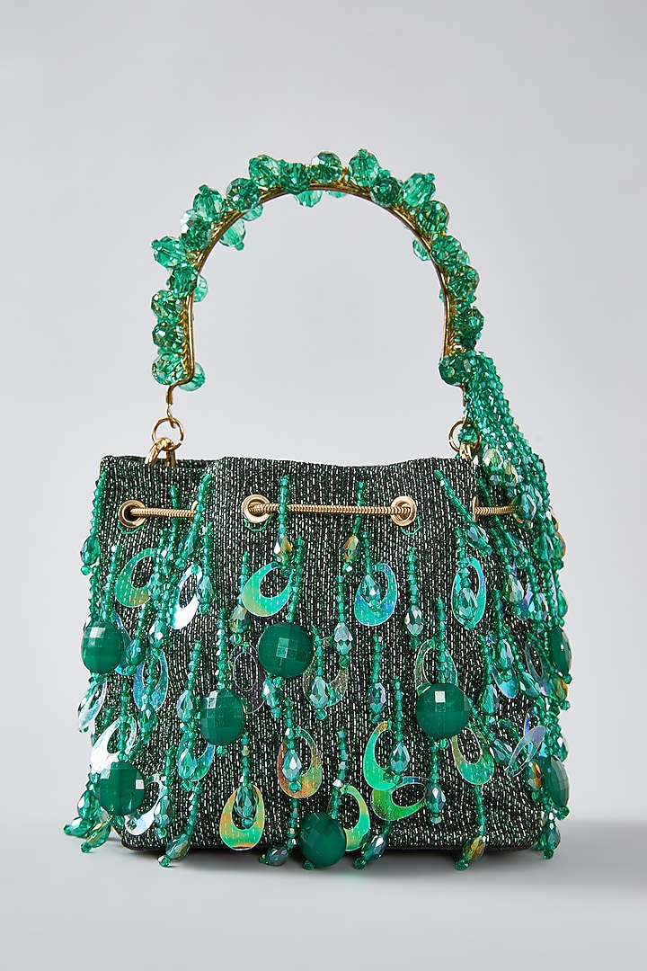 Green Crystal Potli by Bag Head at Pernia's Pop Up Shop