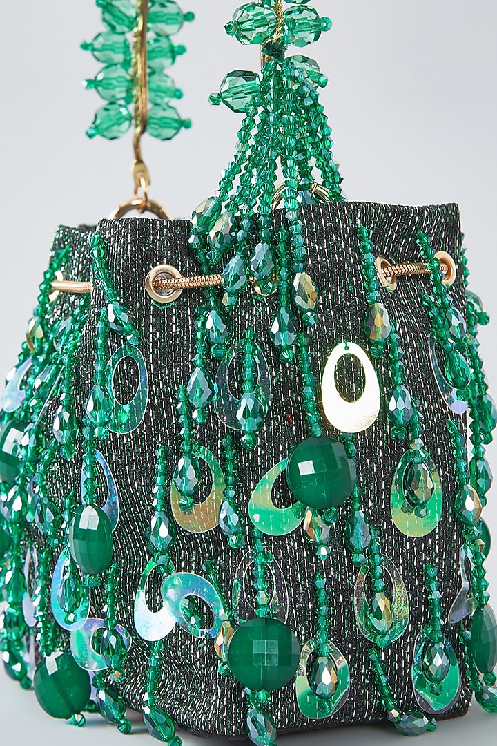 Green Crystal Potli by Bag Head at Pernia's Pop Up Shop