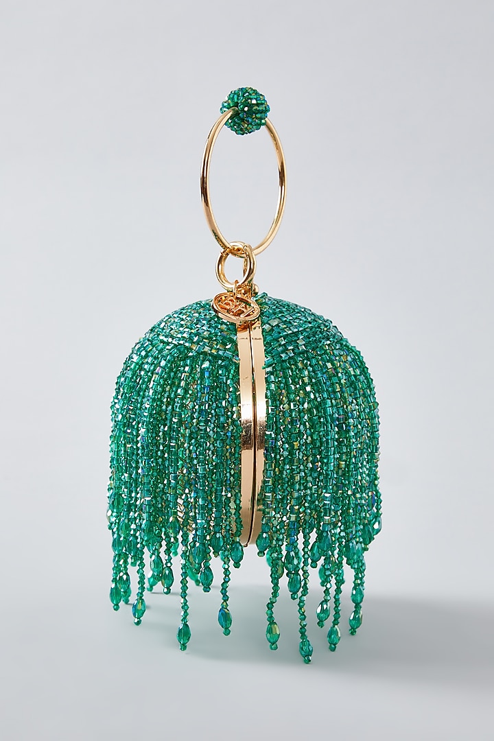 Green Crystal Round Clutch by Bag Head
