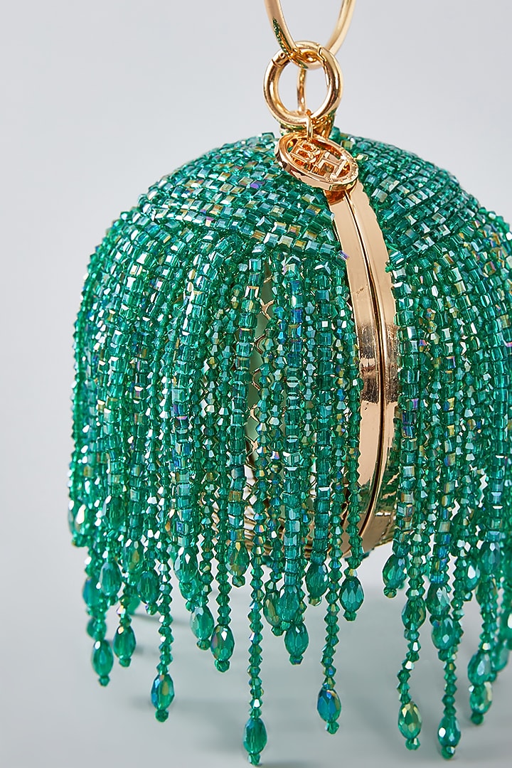 Green Crystal Round Clutch by Bag Head at Pernia's Pop Up Shop