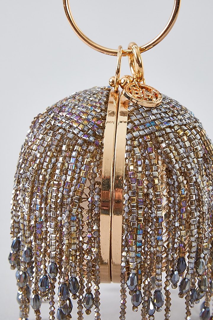 Grey Crystal Round Clutch by Bag Head at Pernia's Pop Up Shop