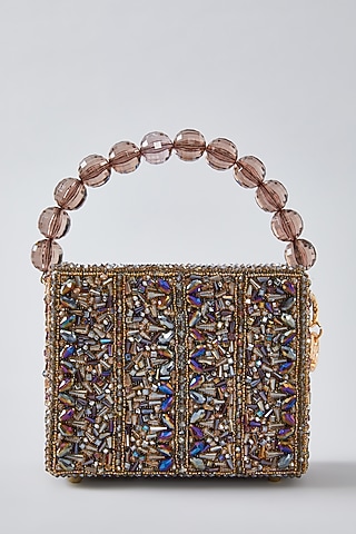 Grey Crystal Clutch by Bag Head