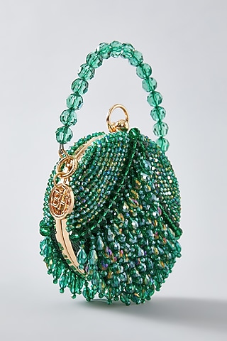 Green Crystal Handcrafted Clutch by Bag Head