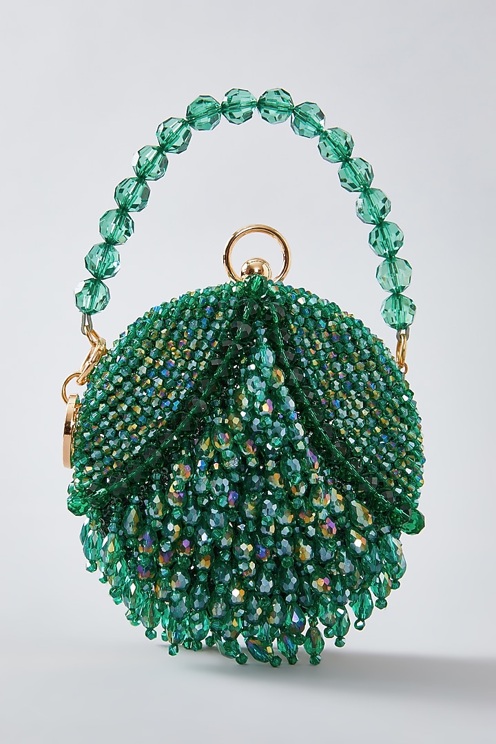 Green Crystal Handcrafted Clutch by Bag Head at Pernia's Pop Up Shop