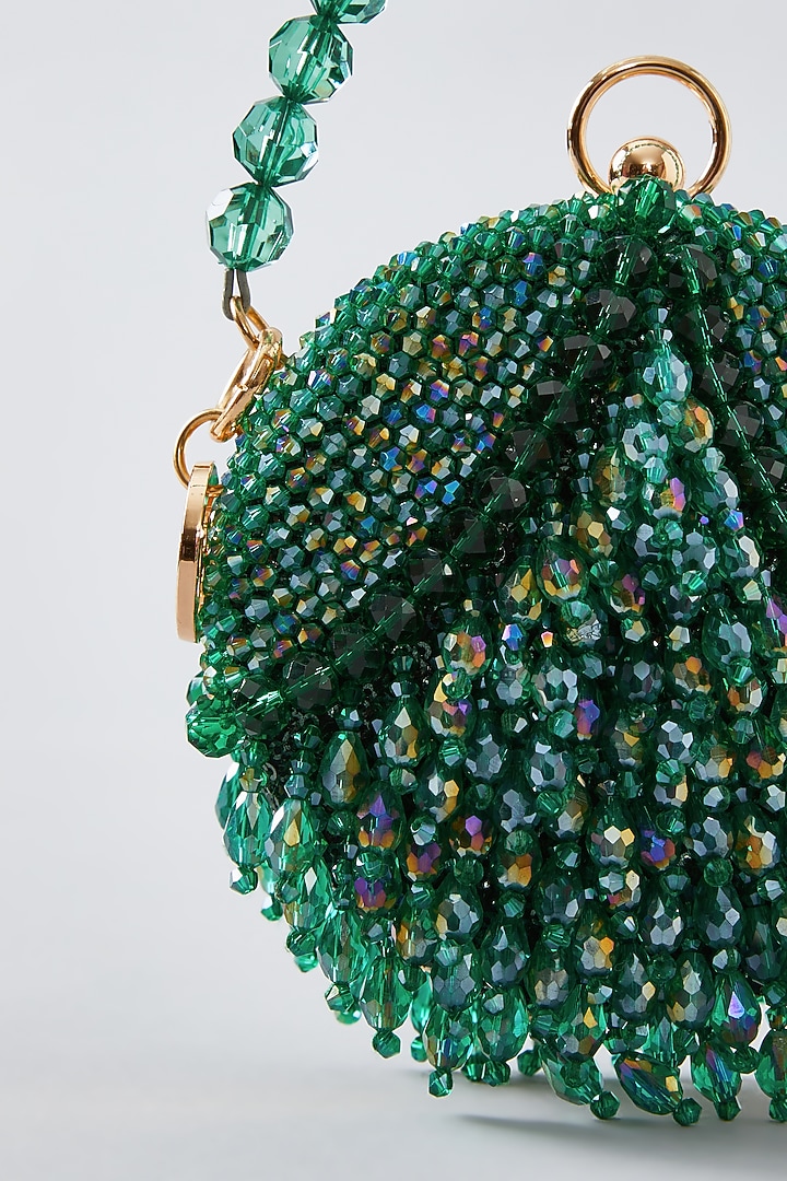 Green Crystal Handcrafted Clutch by Bag Head at Pernia's Pop Up Shop