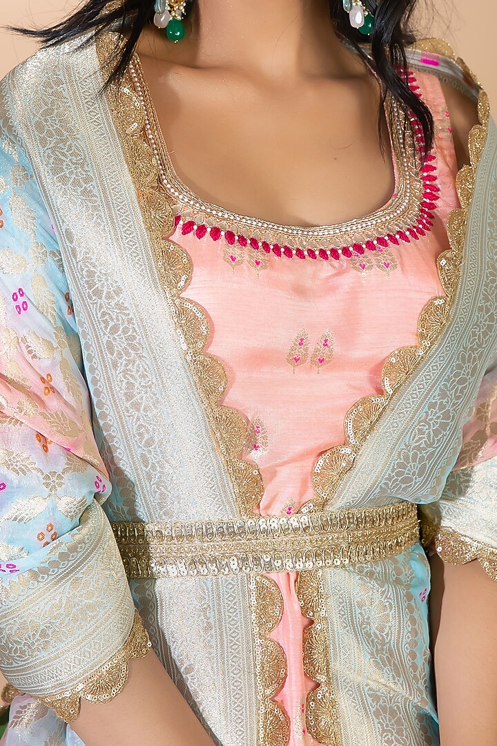 Soft Peach Embroidered Wedding Sharara Set by Bhumika Grover at Pernia's Pop Up Shop