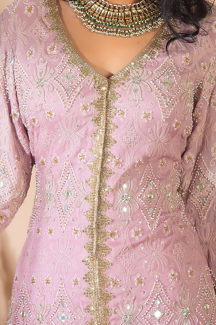 Mauve Embroidered Ombre Jacket Wedding Lehenga Set by Bhumika Grover at Pernia's Pop Up Shop