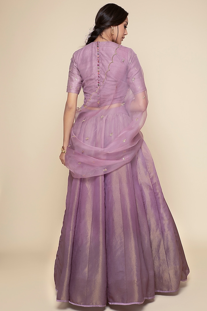 Purple Embroidered Wedding Lehenga Set by Begum Pret at Pernia's Pop Up Shop