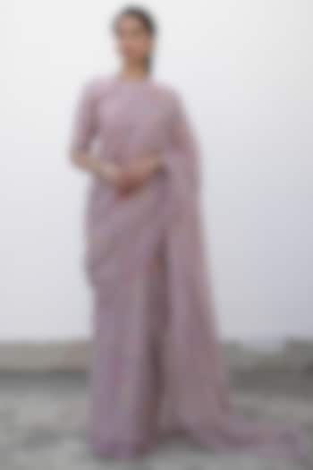 Dusty Rose Kota Printed Saree Set by Begum Pret