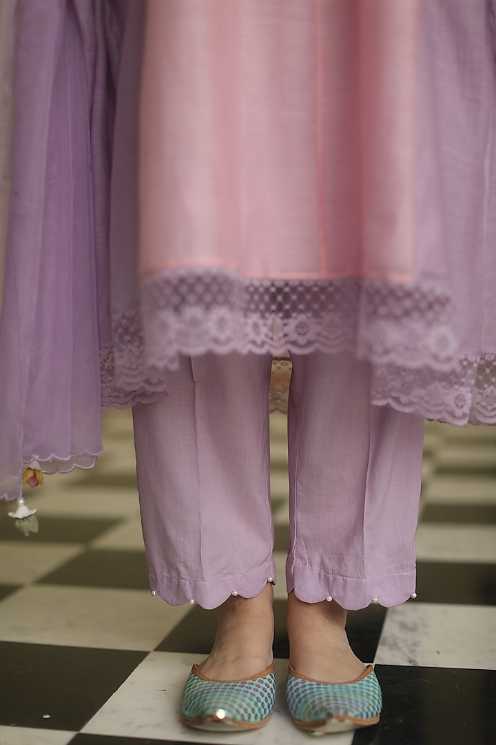 Pink & Lavender Embroidered Kurta Set by Begum Pret at Pernia's Pop Up Shop