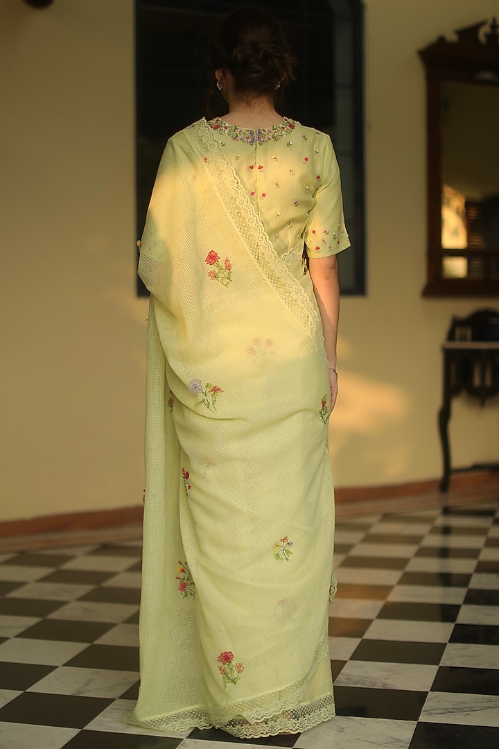 Mint Green Handloom Kota Party Wear Saree Set by Begum Pret at Pernia's Pop Up Shop