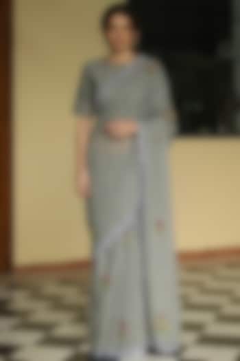 Grey Handloom Kota Party Wear Saree Set by Begum Pret at Pernia's Pop Up Shop